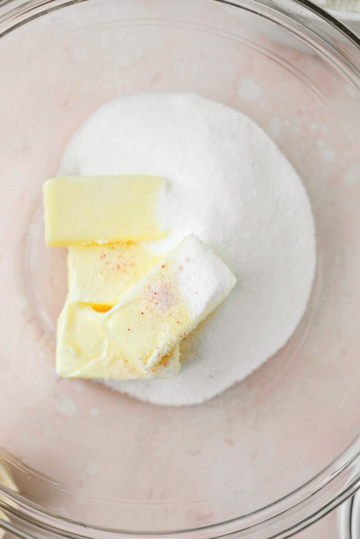sugar, butter and salt in a bowl