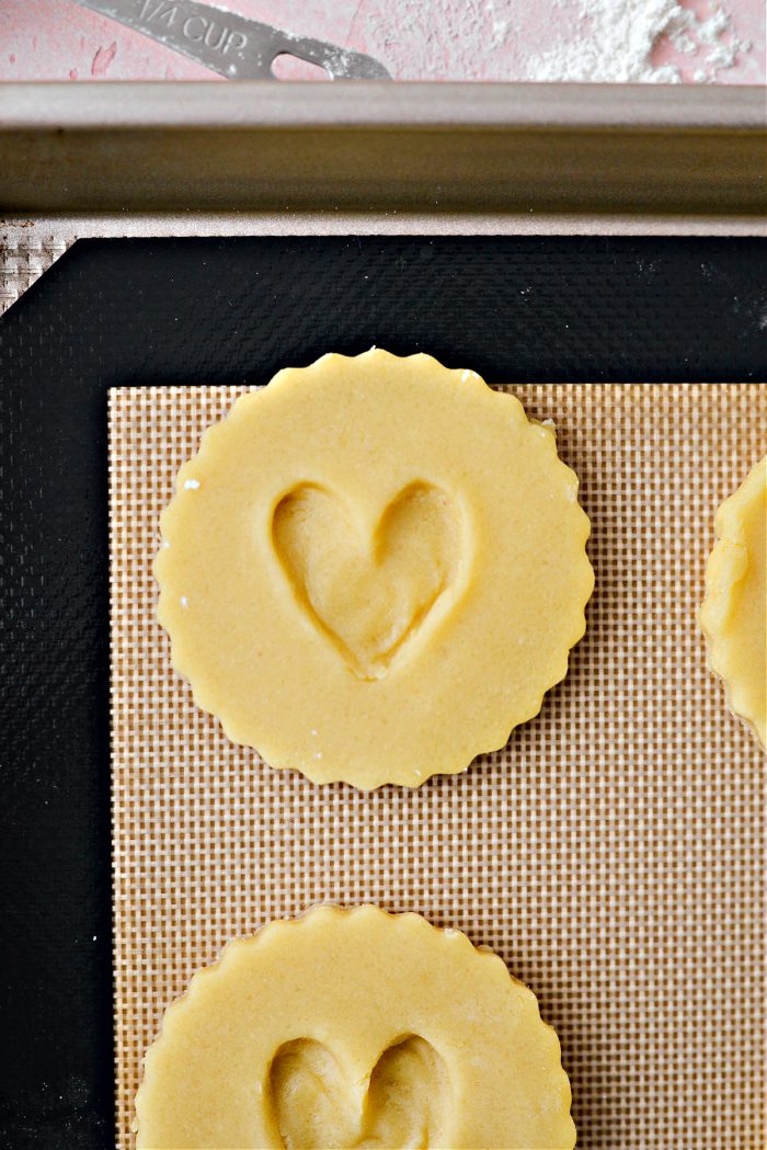 in the center of each cookie, press out the shape of a heart
