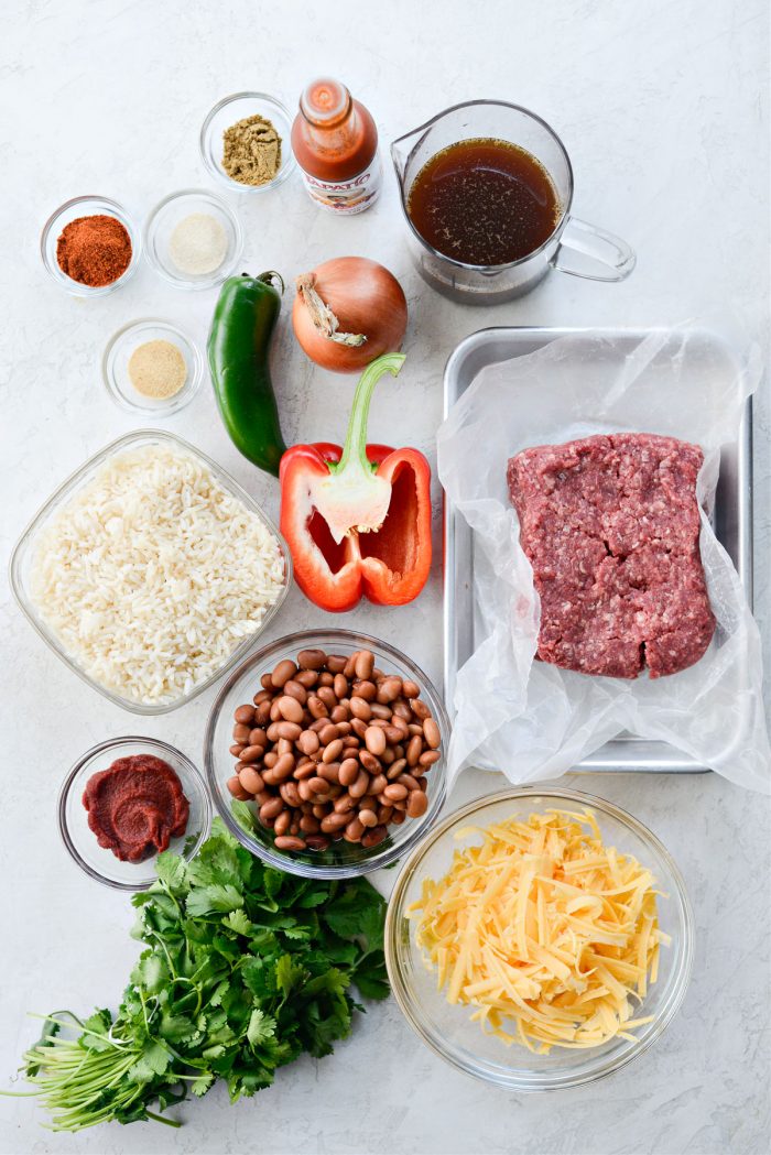 ingredients for Naked Beef Burrito Skillet