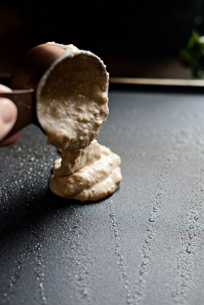 pour batter onto hot griddle