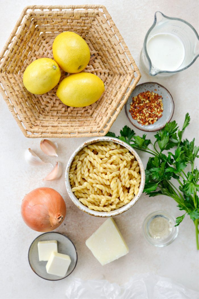 ingredients for Creamy Lemon Parmesan Pasta 
