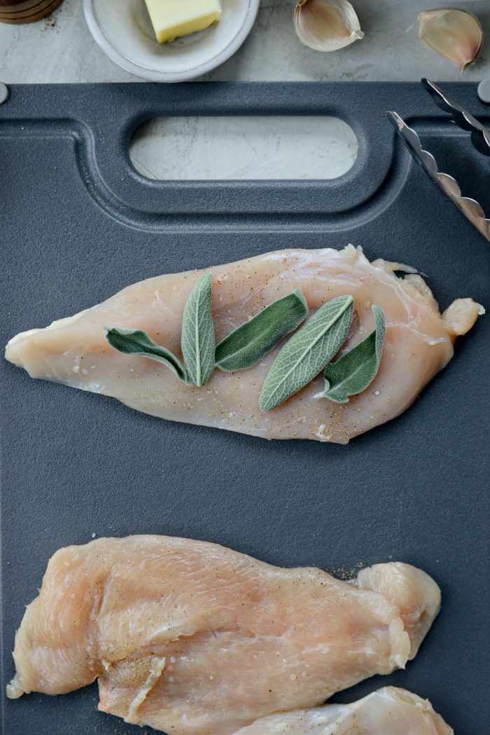 sage leaves on chicken