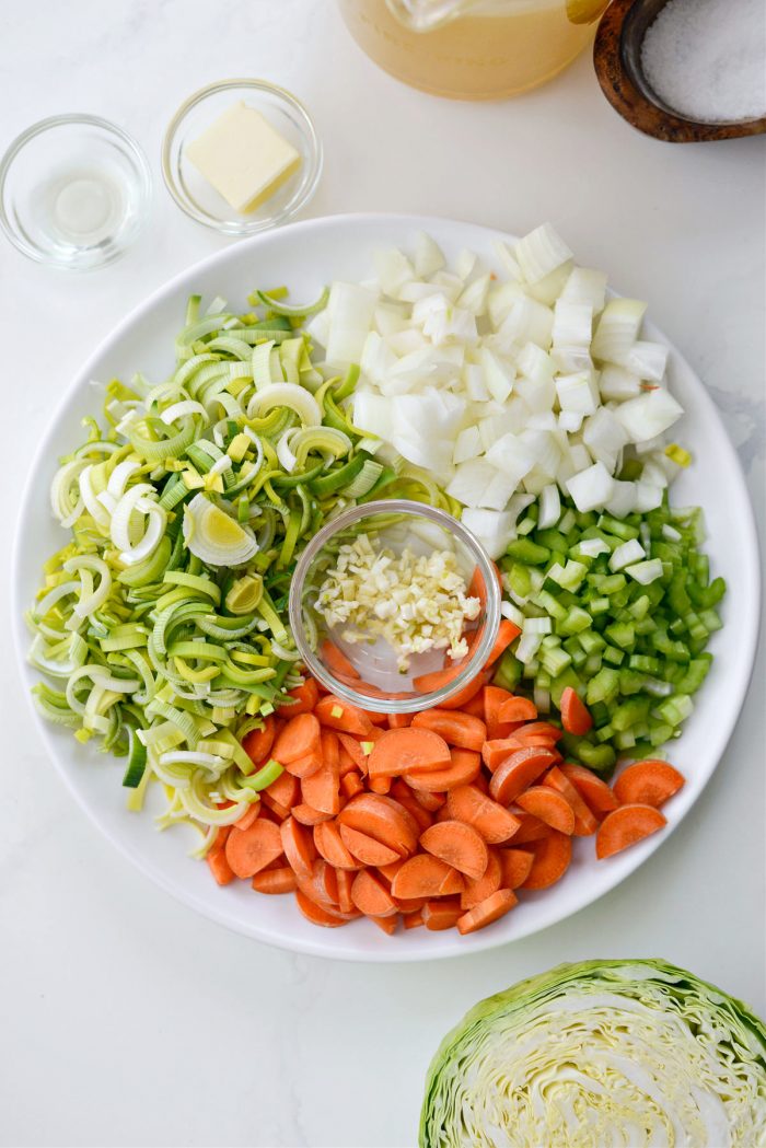 prepped veggies on a plate