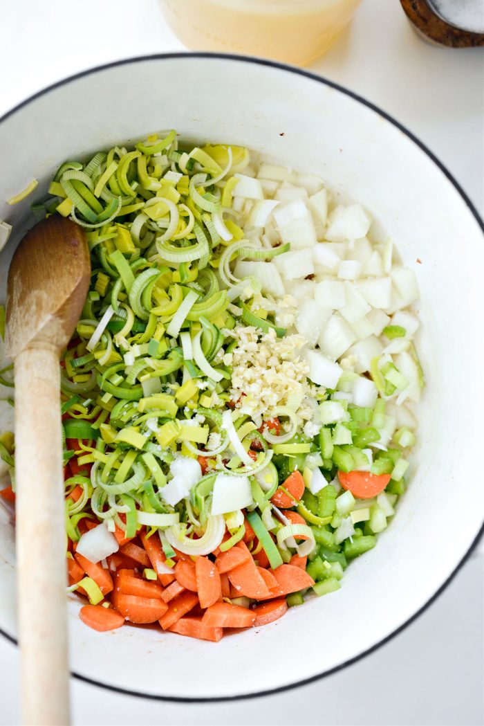 add veggies and garlic with salt