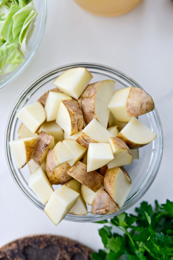 prepped potatoes in a bowl