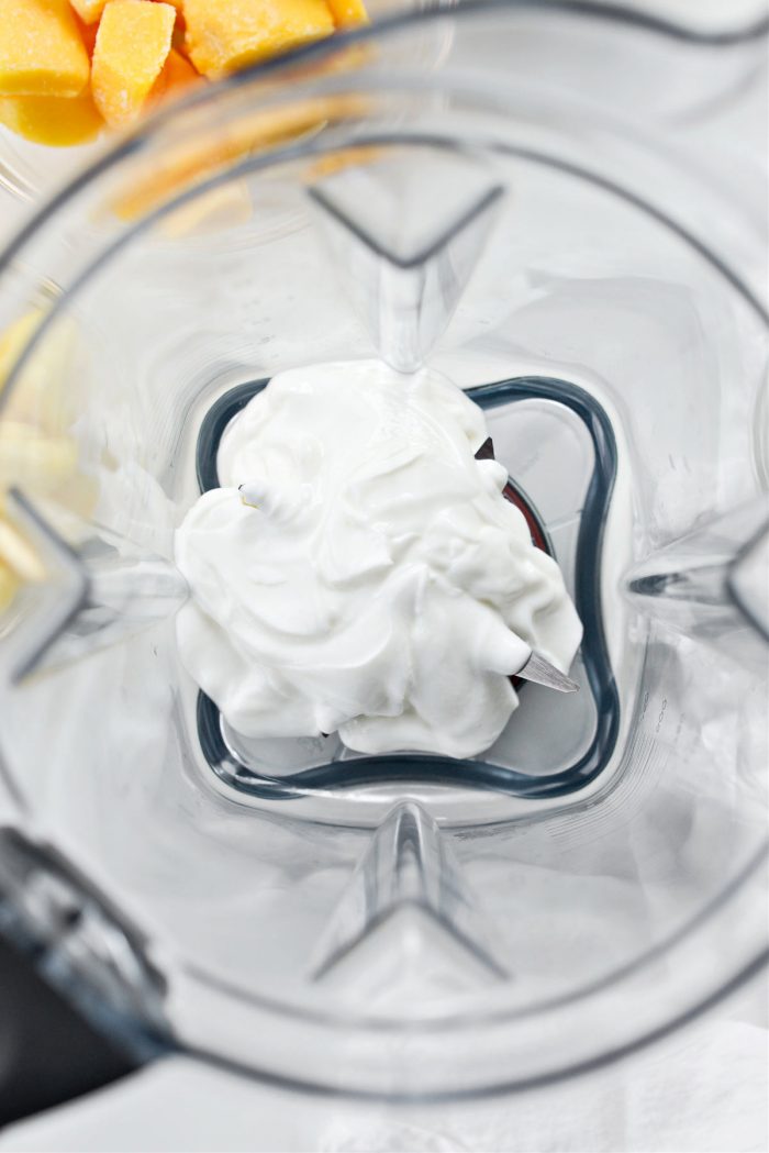 greek yogurt in a blender