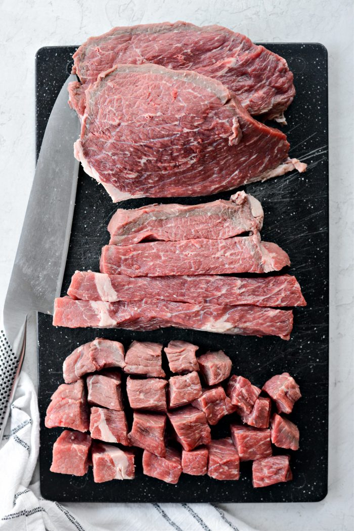 how to slice beef roast into stew meat
