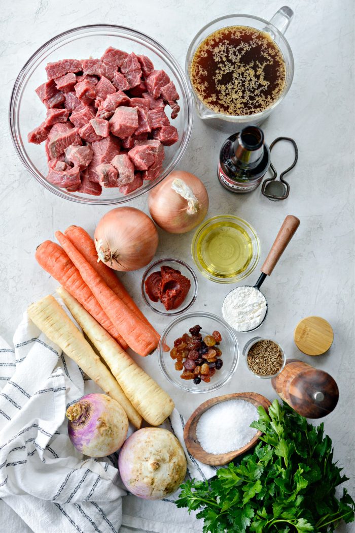 ingredients for Irish Stout Beef Stew