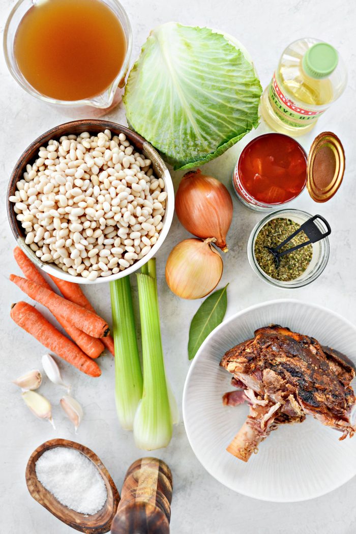 ingredients for Rustic Ham and Bean Soup