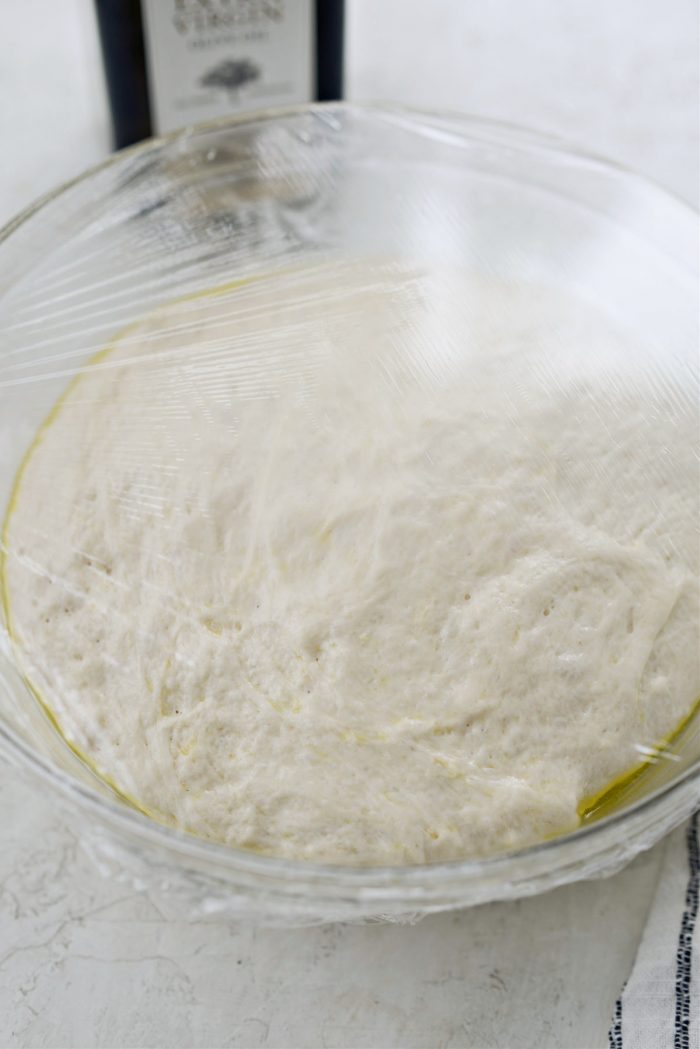 risen focaccia dough