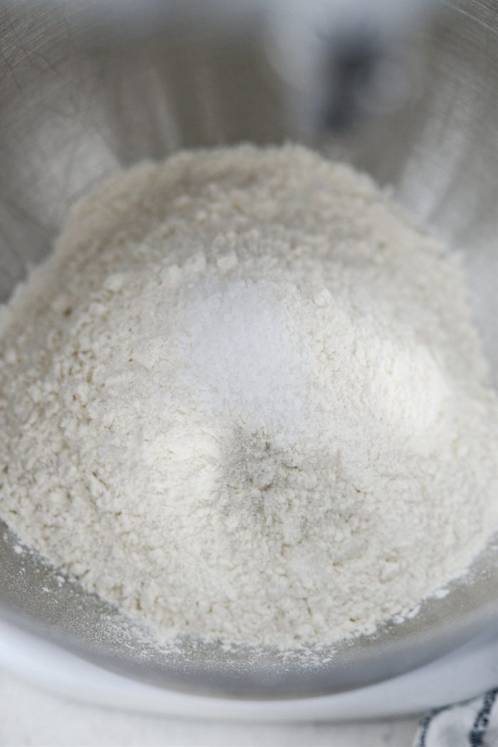 flour and salt in mixing bowl