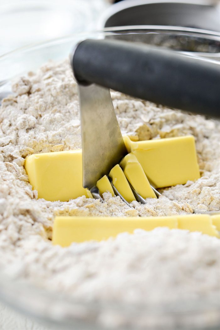 use a pastry cutter to cut butter into dry ingredients