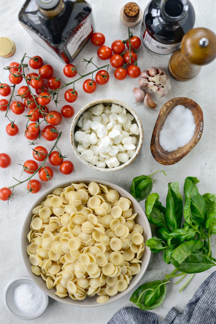 Ingredients for Caprese Pasta Salad