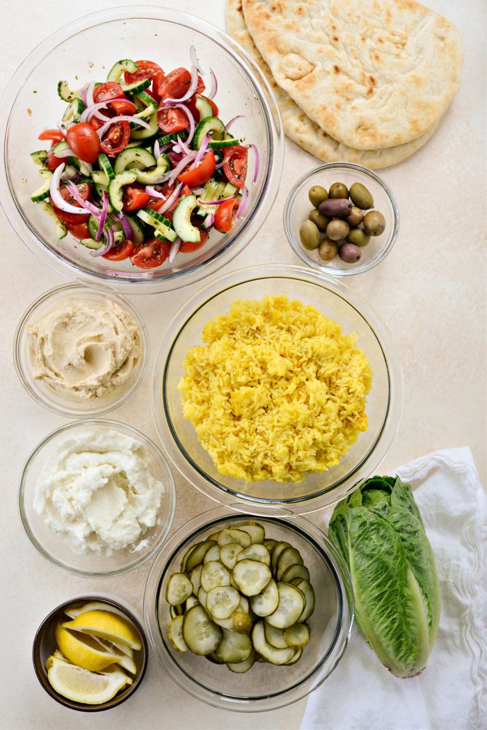 ingredients for the shawarma bowls