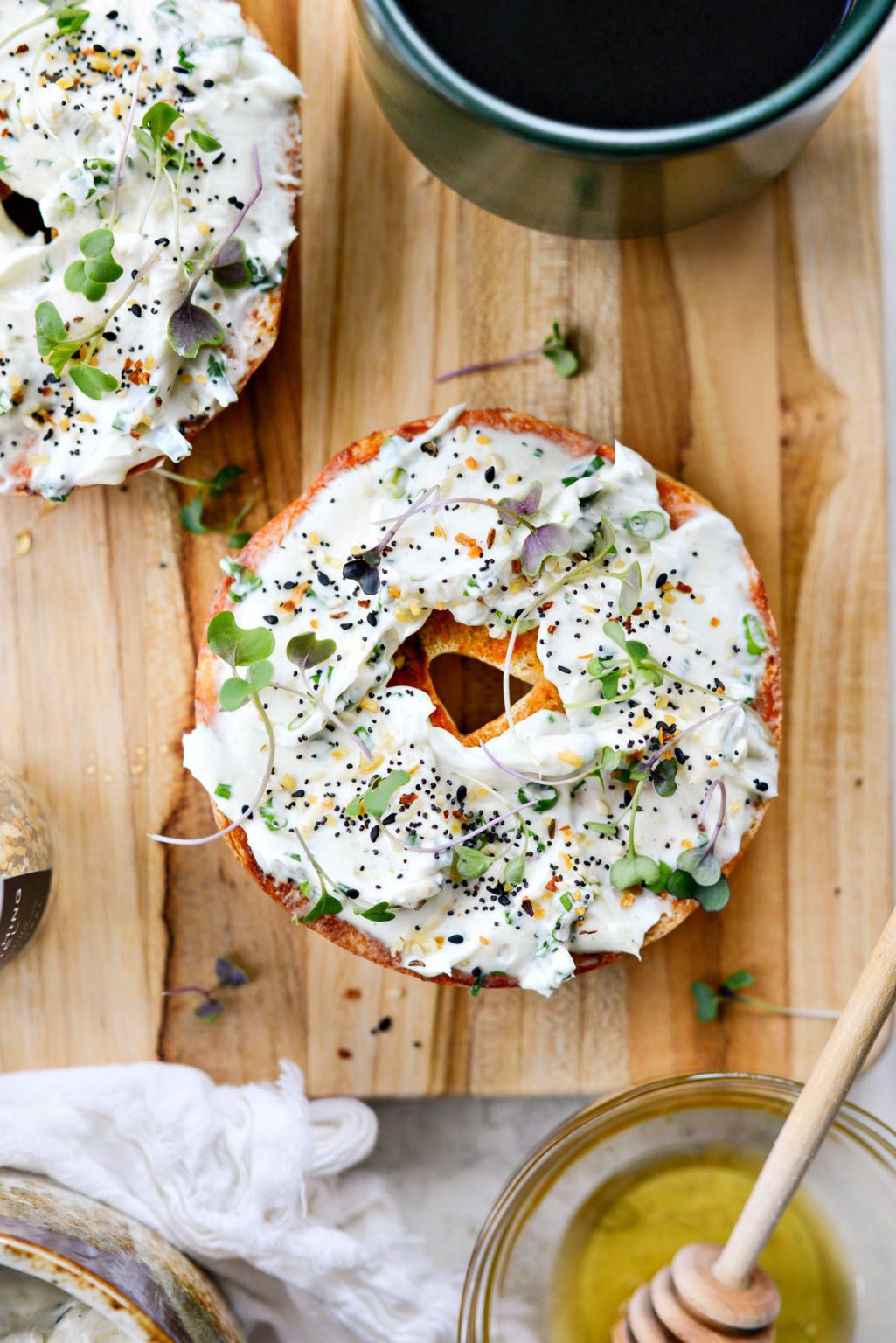 Honey Sriracha Toasted Bagel with Scallion Chive Cream Cheese Simply