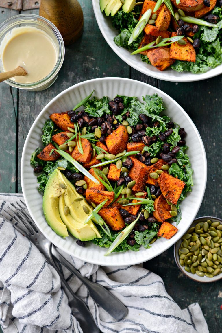 Roasted Sweet Potato Black Bean Kale Salad Simply Scratch