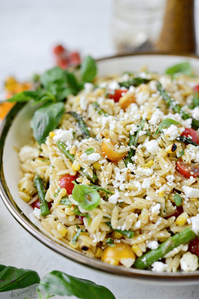 Asparagus Tomato and Grilled Corn Orzo Pasta Salad