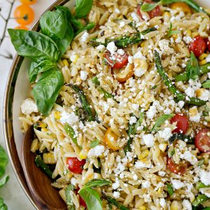 Asparagus Tomato and Grilled Corn Orzo Pasta Salad