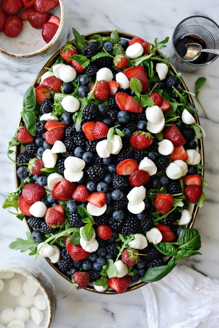 top with berries and mozzarella