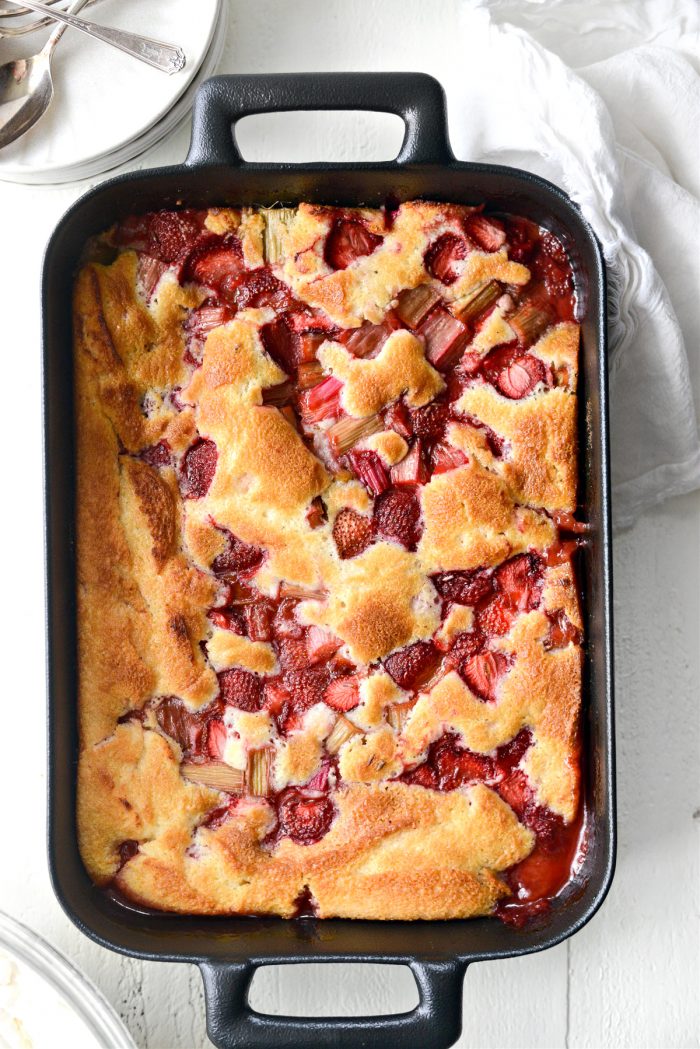 baked Homemade Strawberry Rhubarb Cobbler 