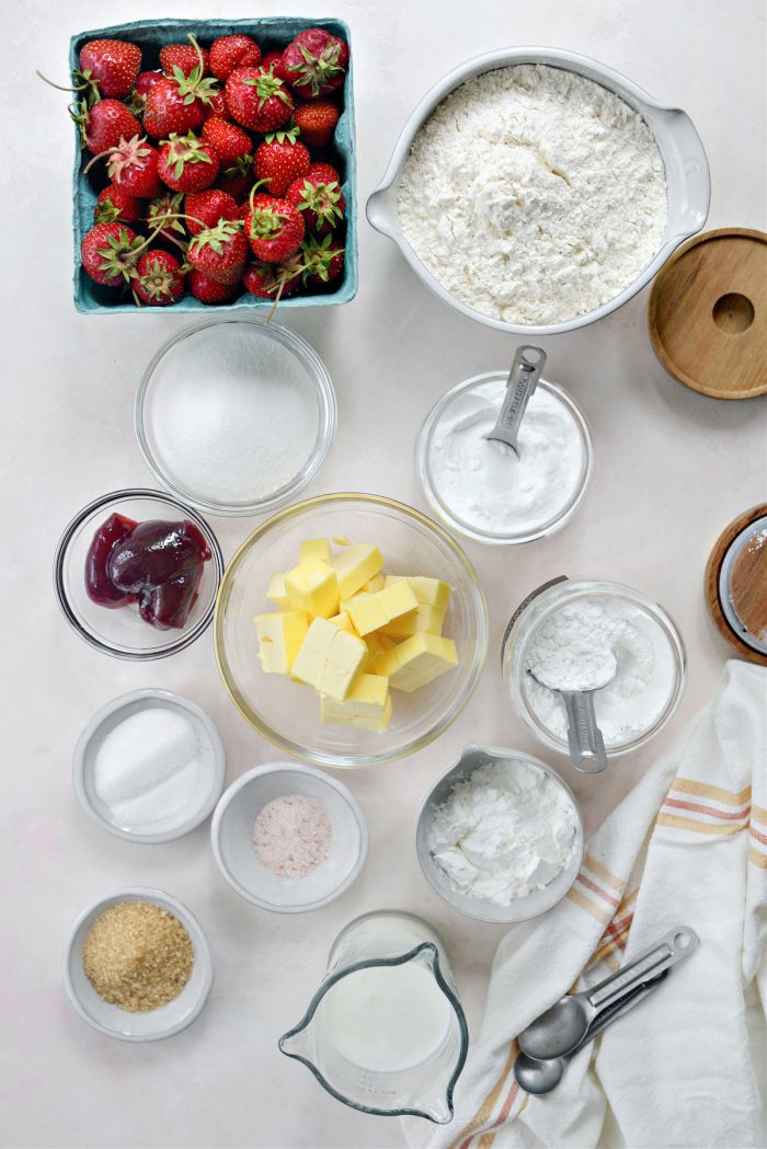 Homemade Strawberry Shortcake ingredients