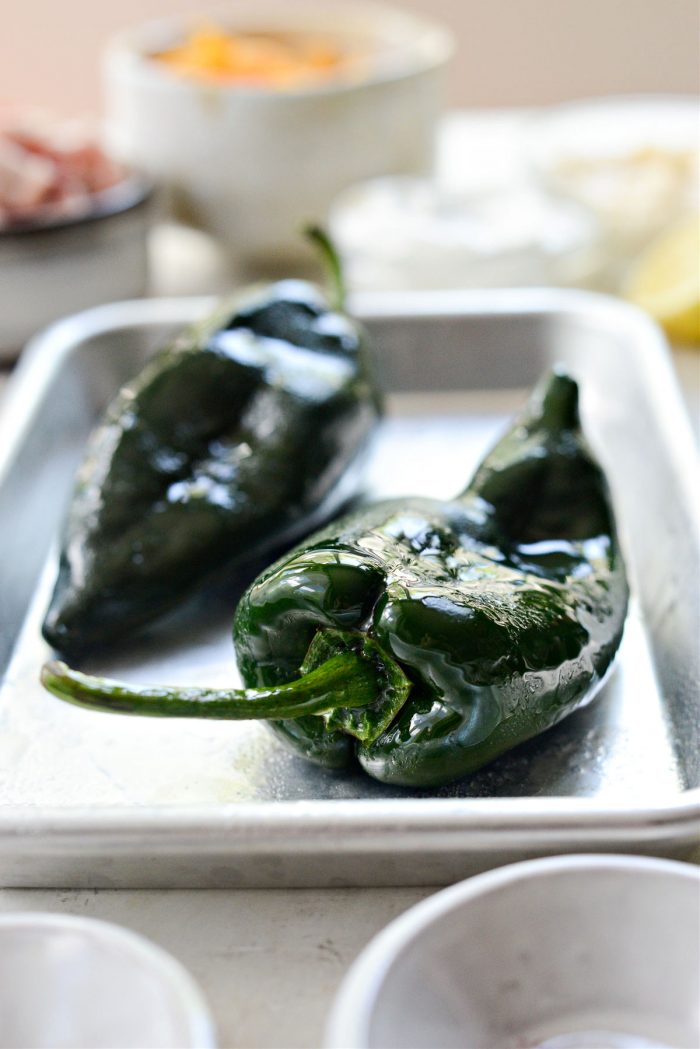 poblano peppers before charring