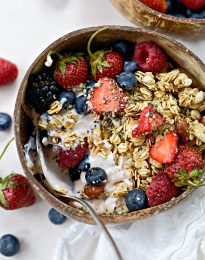 Strawberry Cheesecake Granola Bowl