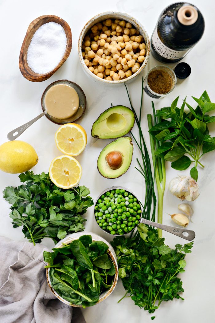 ingredients for Green Goddess Hummus