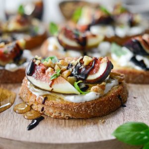 Honey Balsamic Fig and Burrata Crostini