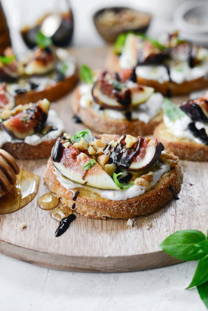 Honey Balsamic Fig and Burrata Crostini