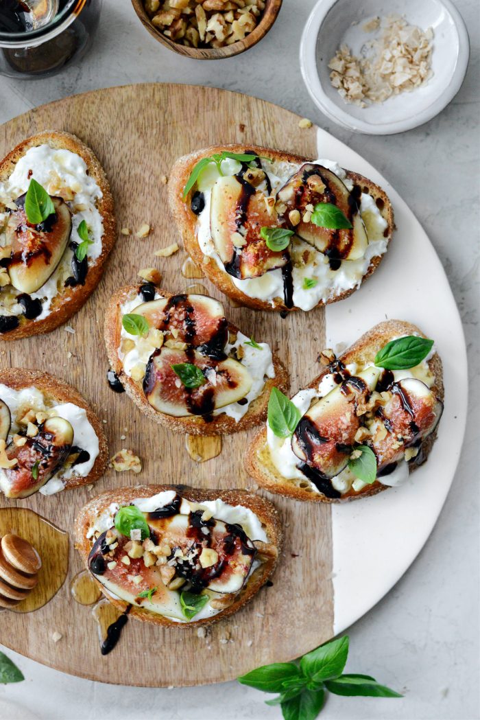 Honey Balsamic Fig and Burrata Crostini