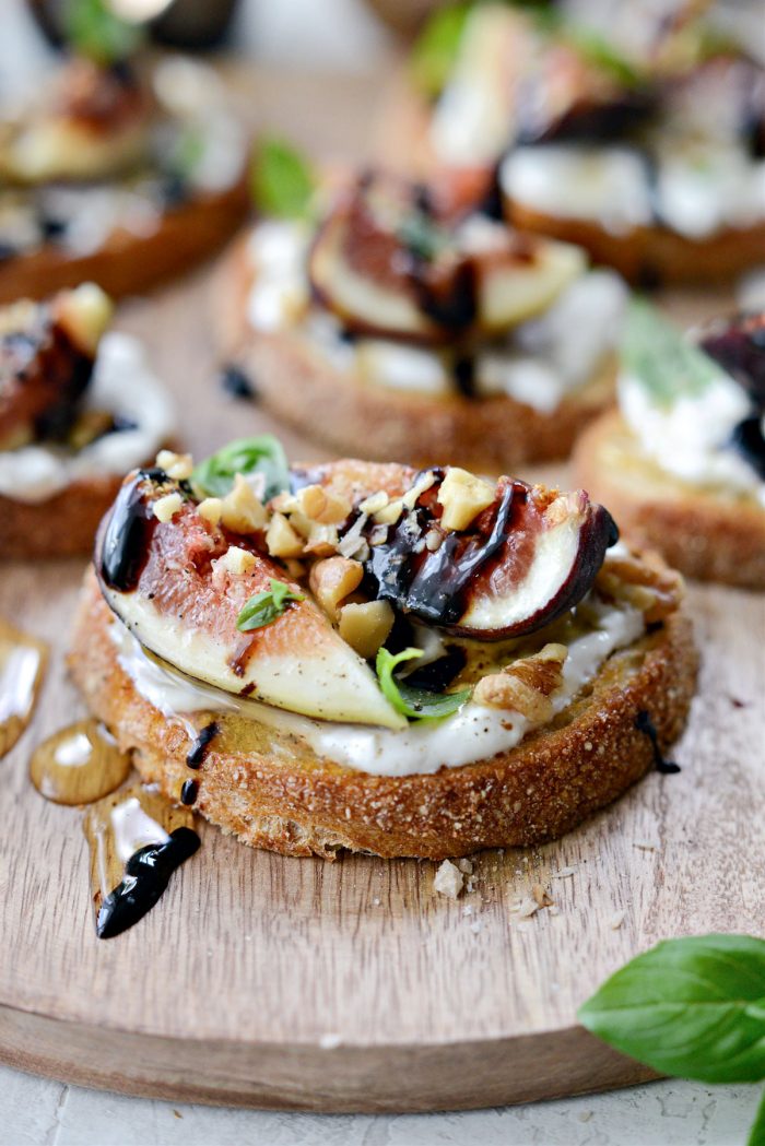 Honey Balsamic Fig and Burrata Crostini