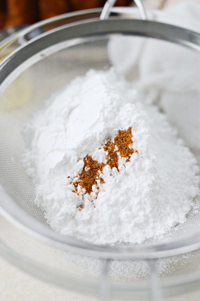 sift powdered sugar and mace
