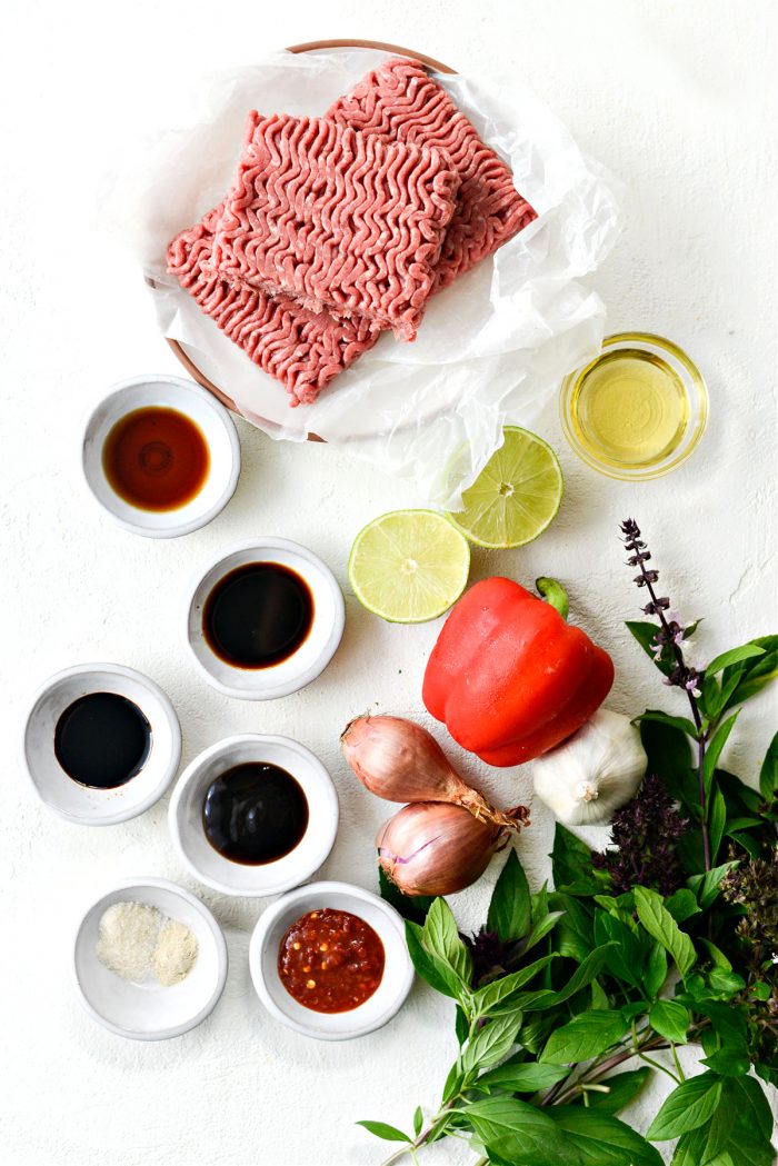 ingredients for Thai Basil Beef 