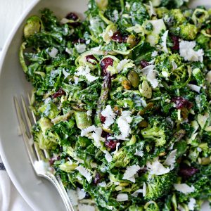 Broccoli Brussels and Kale Salad