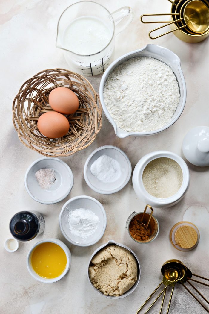 ingredients for Cinnamon Swirl Pancake Muffins