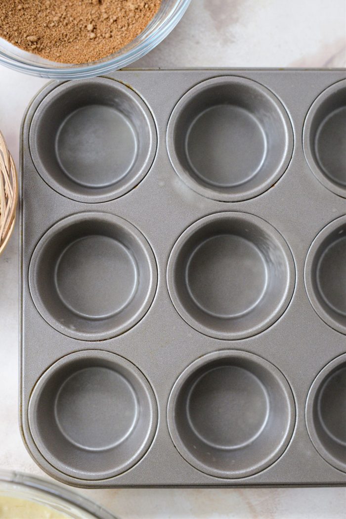 spray a standard muffin pan with nonstick baking spray with flour
