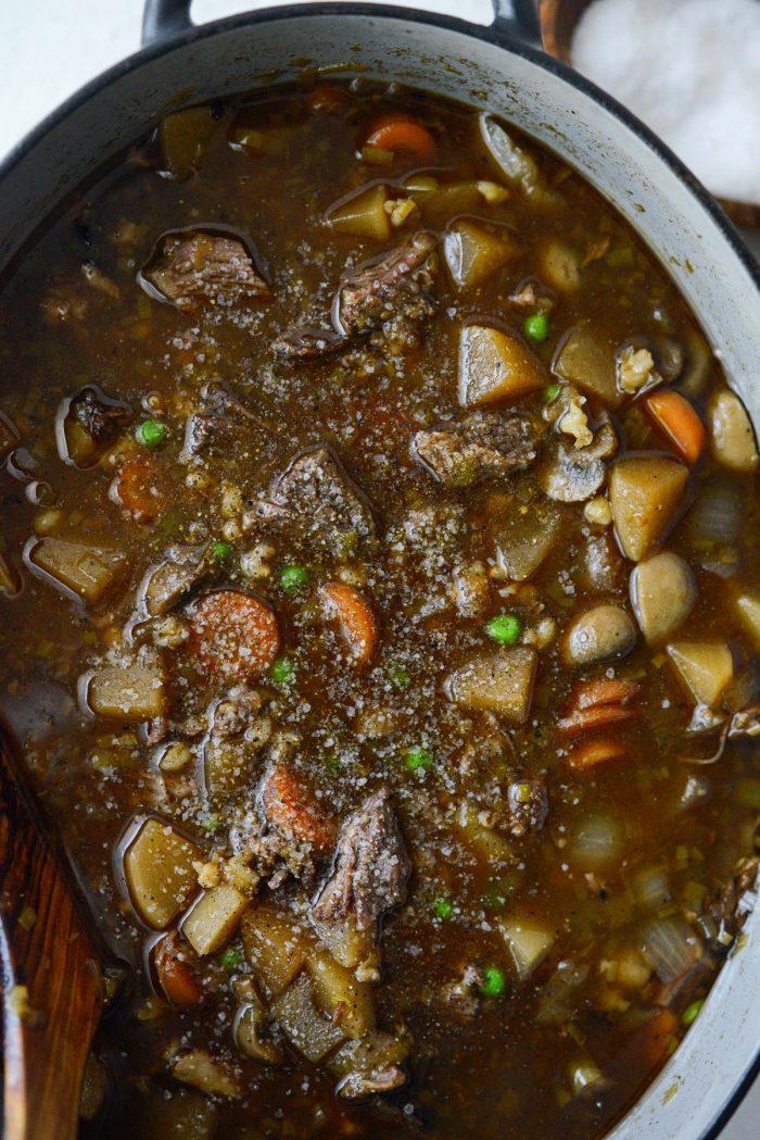 soup seasoned with salt and freshly ground black pepper to taste