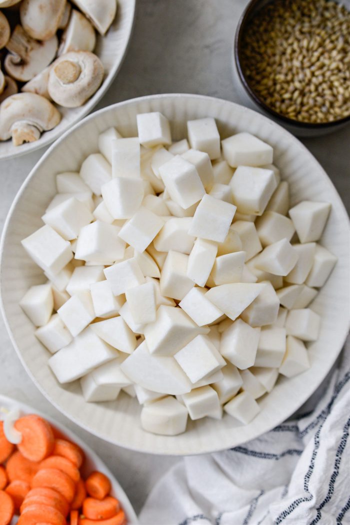 peeled and diced turnips