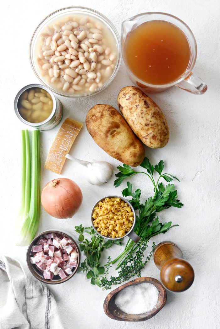 ingredients for White Pasta e Fagioli