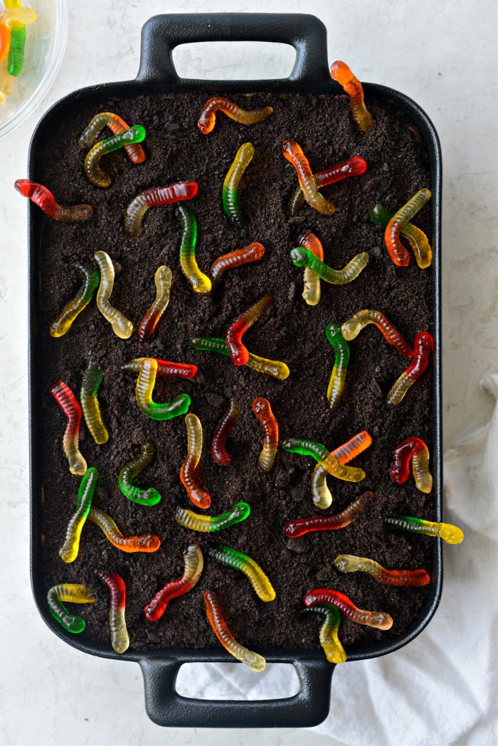 add gummy worms to Chocolate Dirt Cake