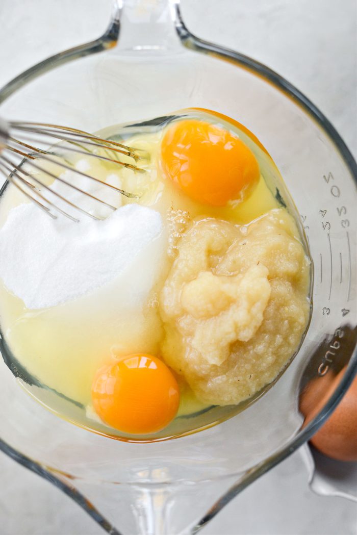 eggs, sugar, applesauce