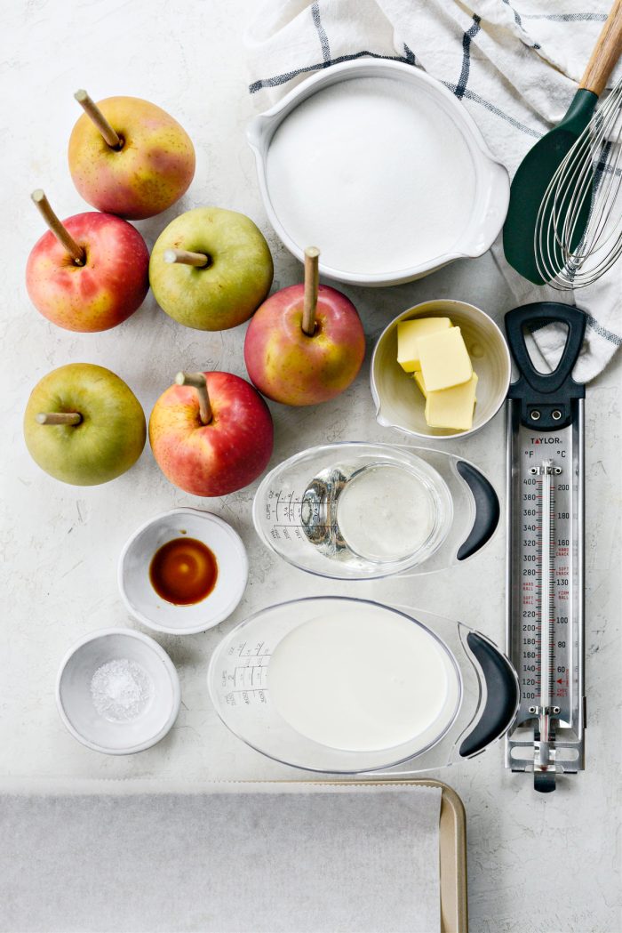 ingredients for Easy Homemade Caramel Apples