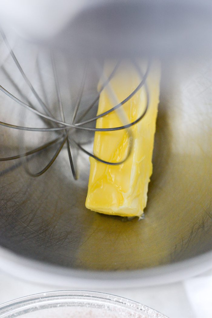 add butter to bowl of stand mixer