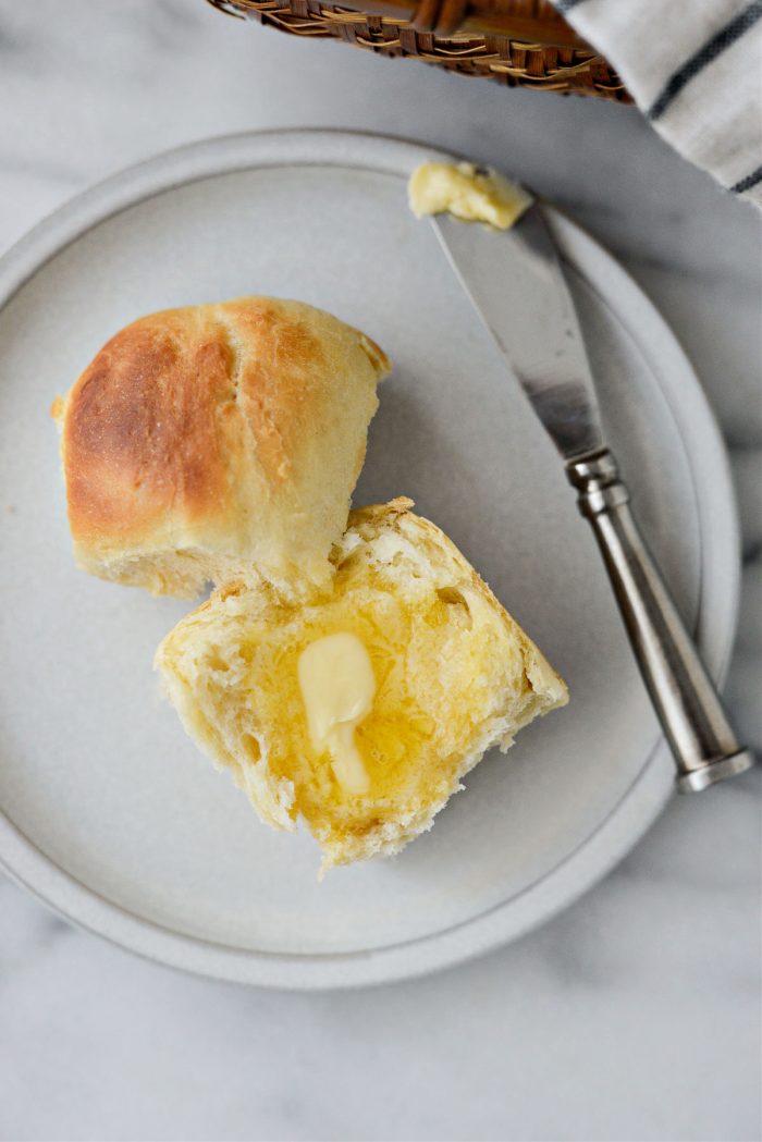 Easy Homemade Dinner Rolls with butter