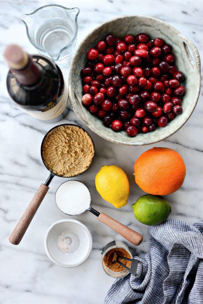 ingredients for Cabernet Roasted Cranberry Sauce