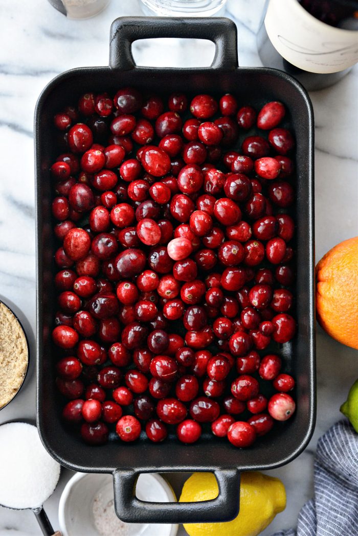 add cranberries to baking dish