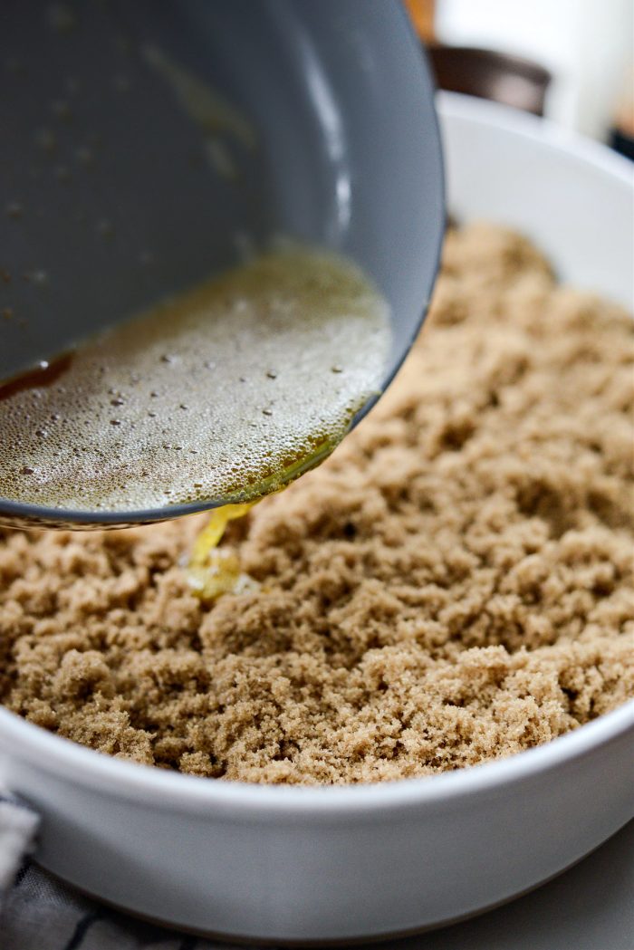 pour brown butter in with the sugar