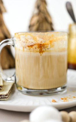 sip from Caramel Brulée Latte