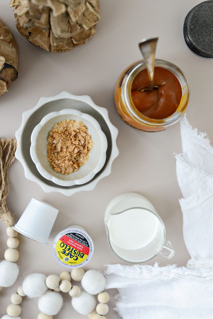 ingredients for Caramel Brulée Latte